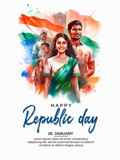26th January Happy Republic Day Background Design With Indian Flag Concept
