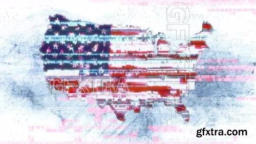 USA Silhouette On White Glitch Code Loop 1551941