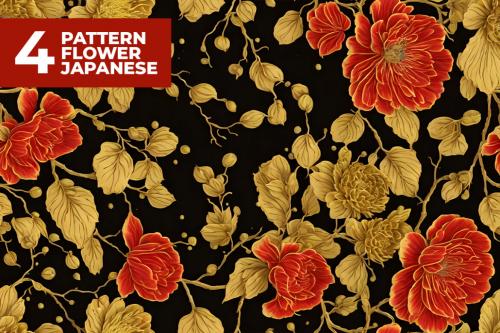 Deeezy - 4 Pattern Flower Japanese Stock Images