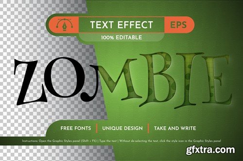 Zombie Embossed - Editable Text Effect, Font Style 2M5X2Y7