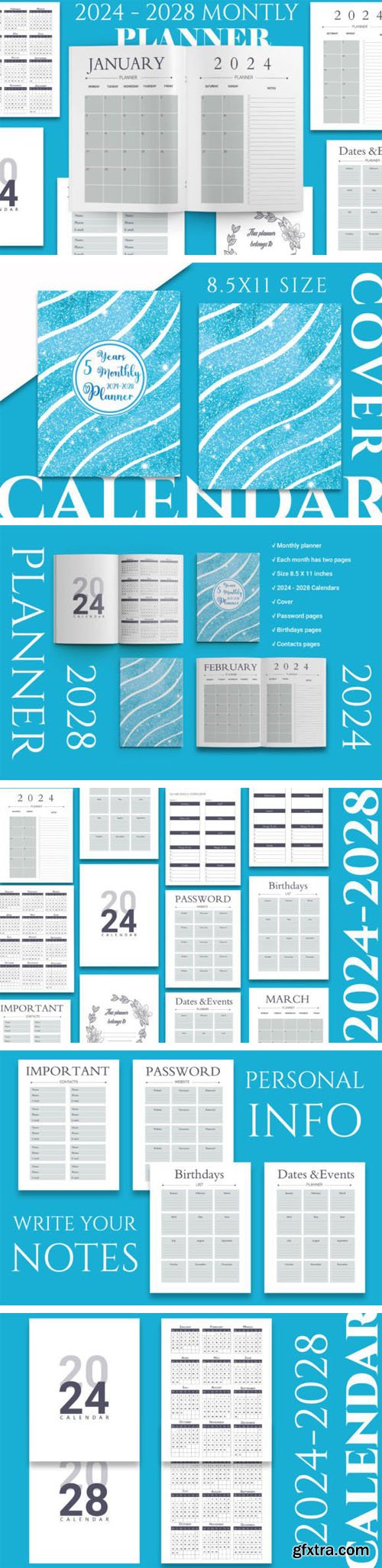 Monthly Planner for Years [2024-2028] - InDesign Templates