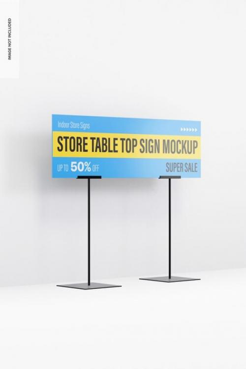 Store Table Top Sign Mockup, Perspective