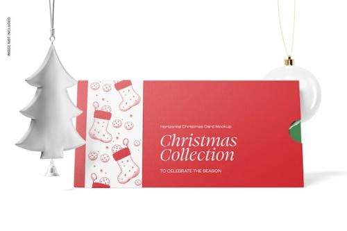 Horizontal Christmas Card Mockup, Front View