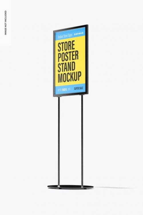 Store Poster Stand Mockup, Right View