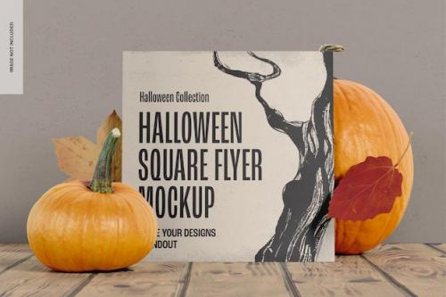 Halloween Square Flyer Mockup, Front View