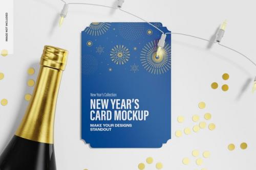 New Years Card Mockup, Top View