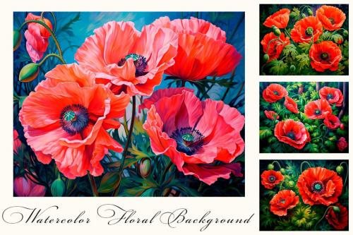 Deeezy - Red poppies flowers Impressionism modern painting