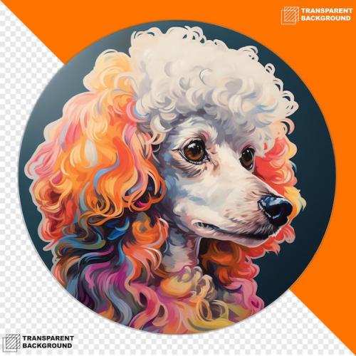 Poodle Head Digital Sticker Isolated On Transparent Background