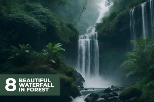 Deeezy - 8 Beautiful Waterfall in Forest Stock Images