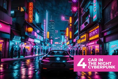 Deeezy - 4 Car in The Night Cyberpunk Stock Images