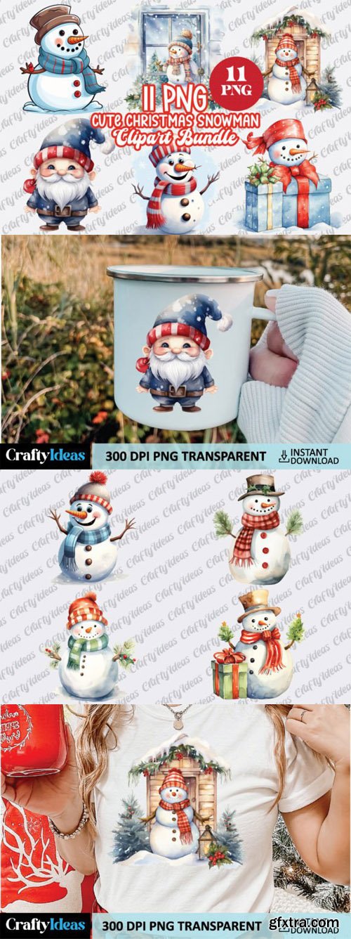 10+ Cute Snowman Clipart Pack