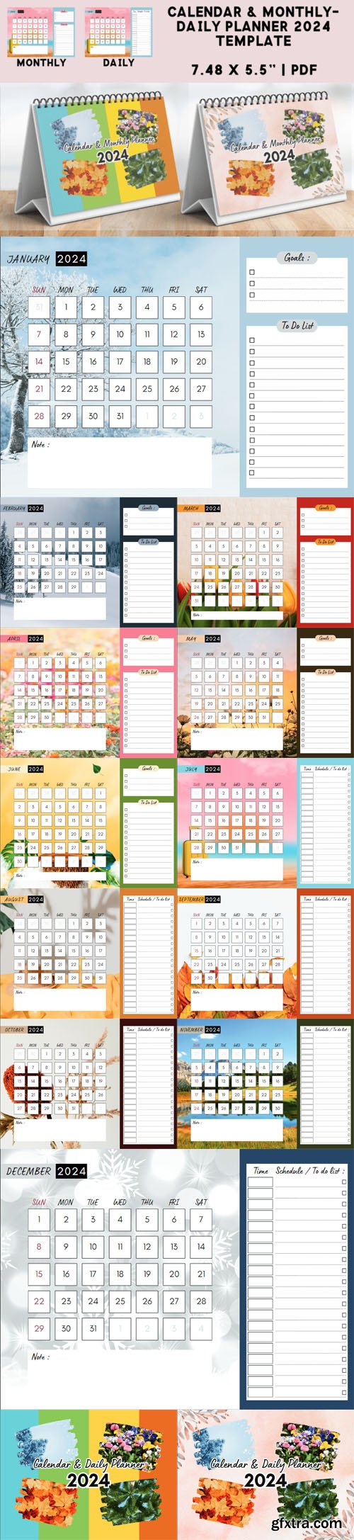 2024 Calendar & Monthly/Daily Planner Template