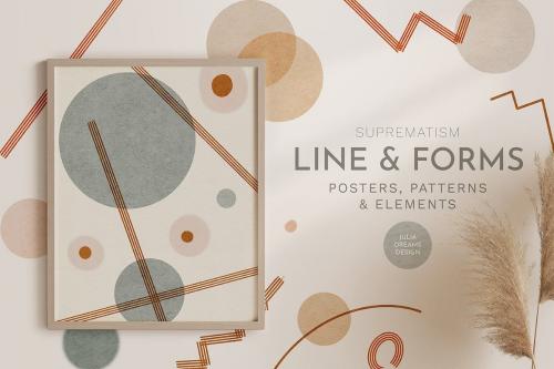 Line Forms Abstract Geometric Patterns Posters