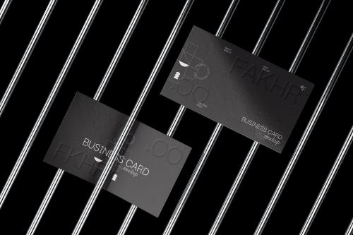 Business Cards on Metal with Embossed Mockup