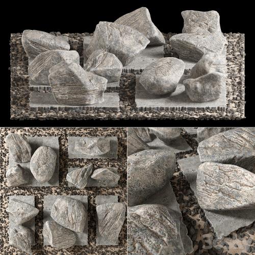 Slab tile gravel monument n1 / Square with stones monument