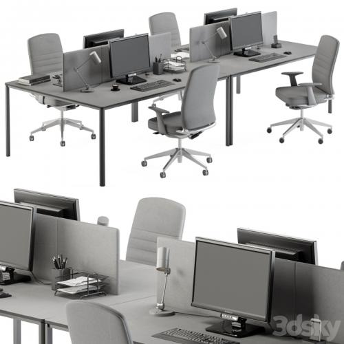 employee Desk Gray Set - Office Furniture 237