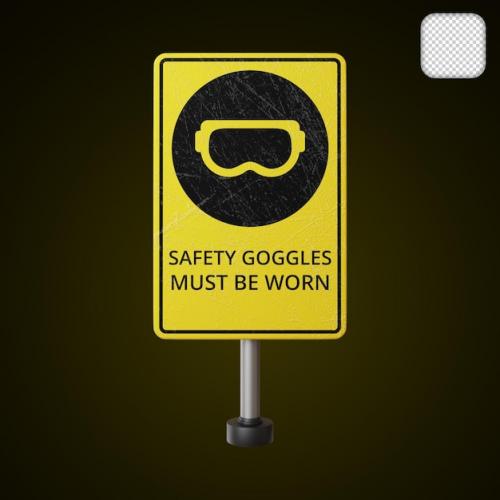 Safety Goggles Must Be Worn Safety Equipment 3d Rendering