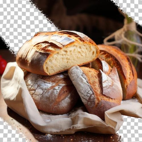 Different New Raised White Bread Loaves At Bakery Shop Transparent Background