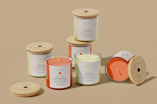 Candles with Wooden Lid Mockup 4Y9RRFN