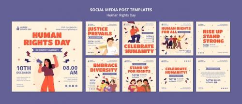 Flat Design Human Rights Day Instagram Posts