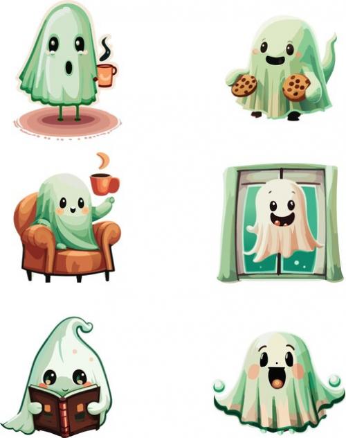 Cute Ghost Doing Activities