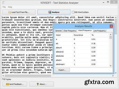 VovSoft Text Statistics Analyzer 3.6