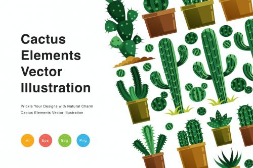 Cactus Elements Vector Illustration