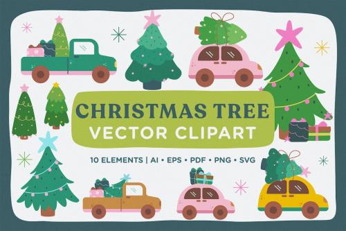 Christmas Tree Vector Clipart Pack