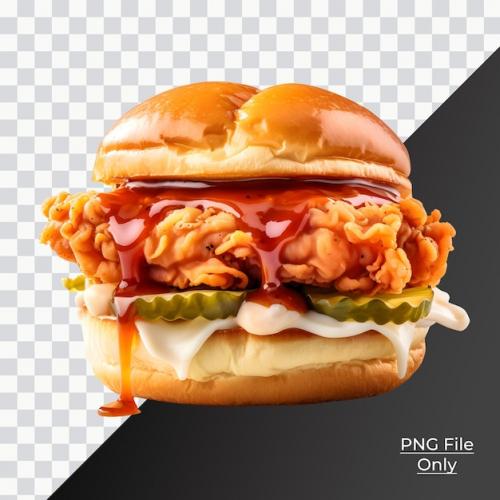 Crispy Chicken Burger Breakfast Sandwich Only Png Premium Psd