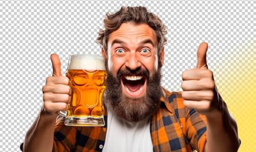 Psd Man Holding Beer Mug Oktoberfest Isolated On Transparent Background