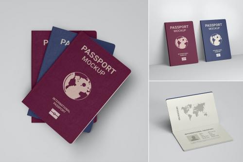 Realistic Passport PSD Mockup Set