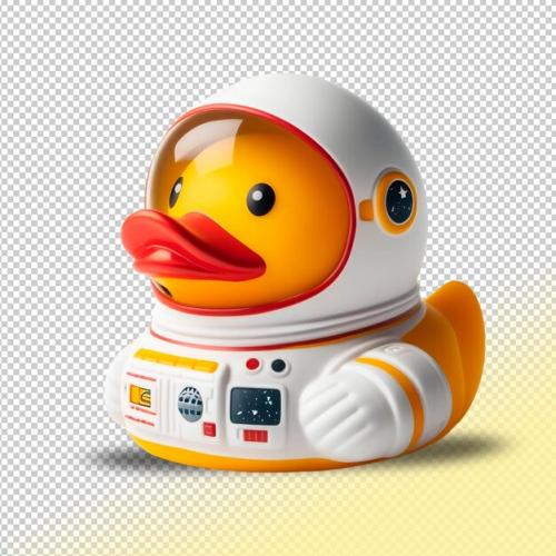 Psd Yellow Rubber Duck Astronaut On A Transparent Background