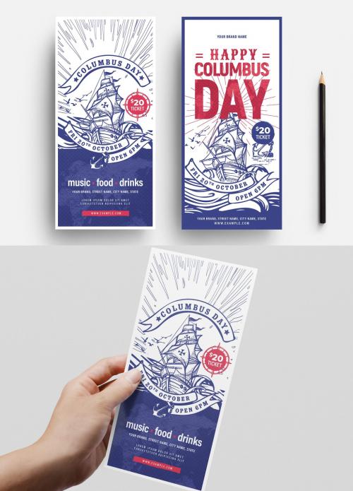Adobe Stock - Columbus Day Flyer Layout with Vintage Illustration - 332429329