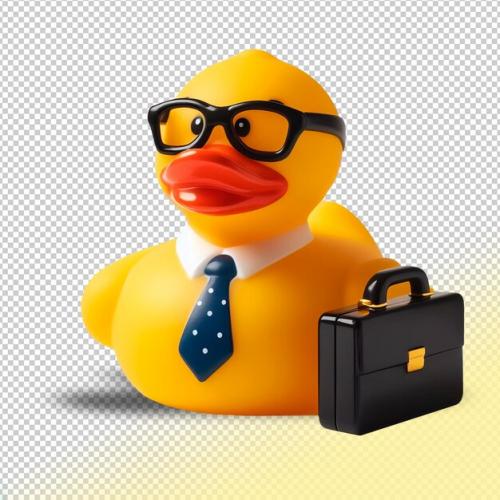 Psd Yellow Rubber Duck Businessman On A Transparent Background