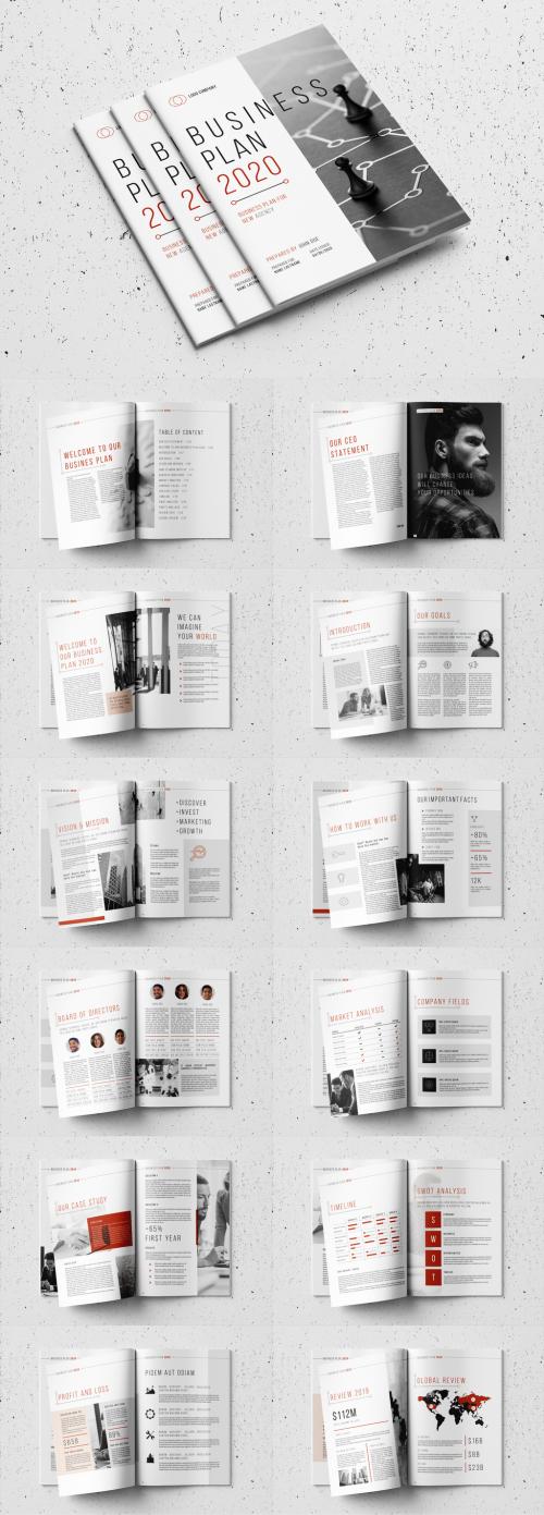 Adobe Stock - Business Plan Layout with Red Accents - 332978192