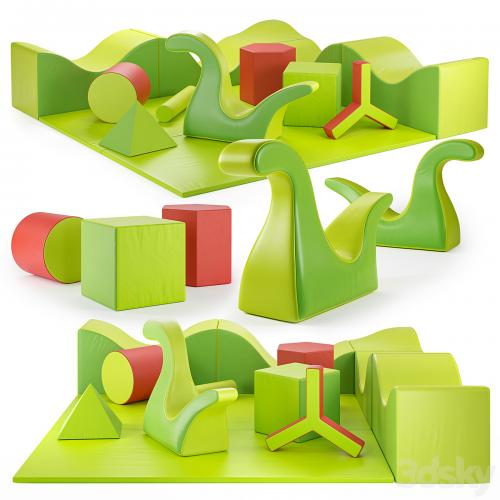 PLAY+ Sets of children's play poufs: Hills (Colline), Dino Soft, Solids