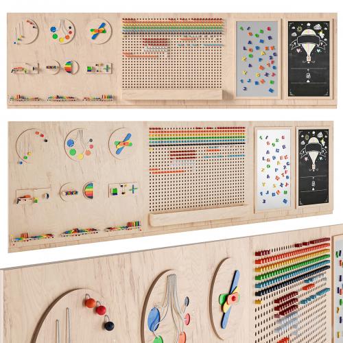 Interactive game board (busyboard) for a children's room