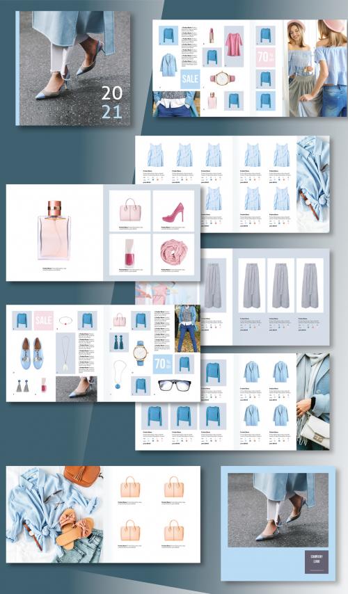 Adobe Stock - Square Product Catalog Layout with Gray and Blue Accents - 333232395