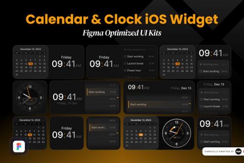 Calendar & Clock iOS Widget - Figma Optimized Ul