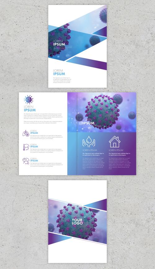 Adobe Stock - Blue and Purple Coronavirus Informational Trifold Brochure Layout - 333538014