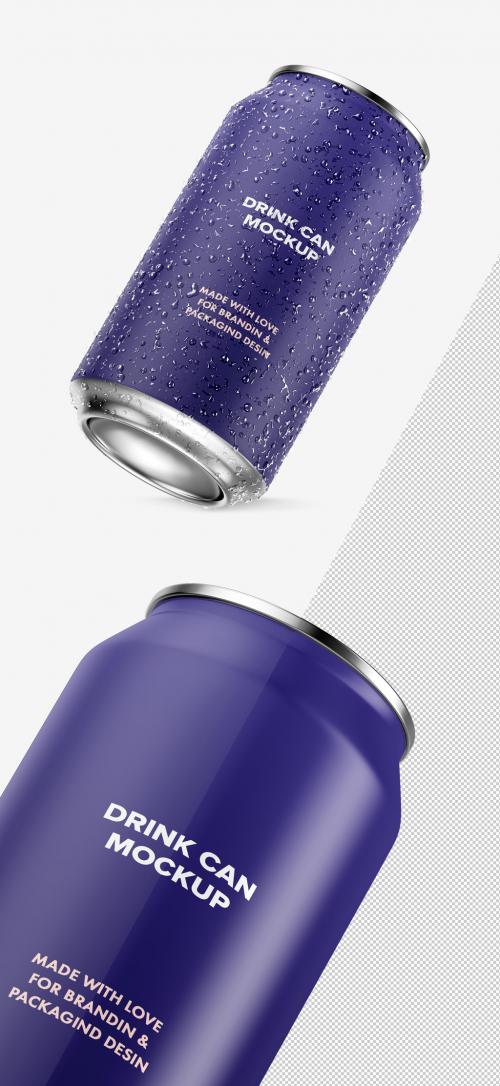 Adobe Stock - Isolated Inclined Iced Aluminum Drink Can Mockup - 334505057