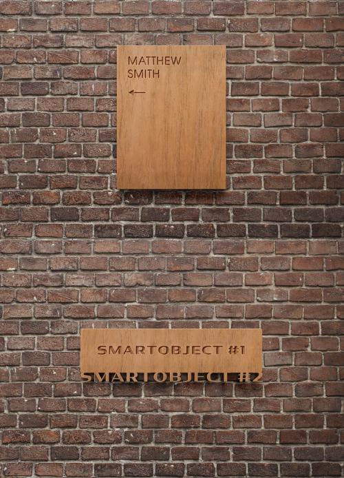 Adobe Stock - Wooden Sign Logo Mockup on Brick Wall - 334579290