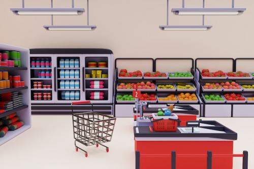 3d Illustration Of Supermarket