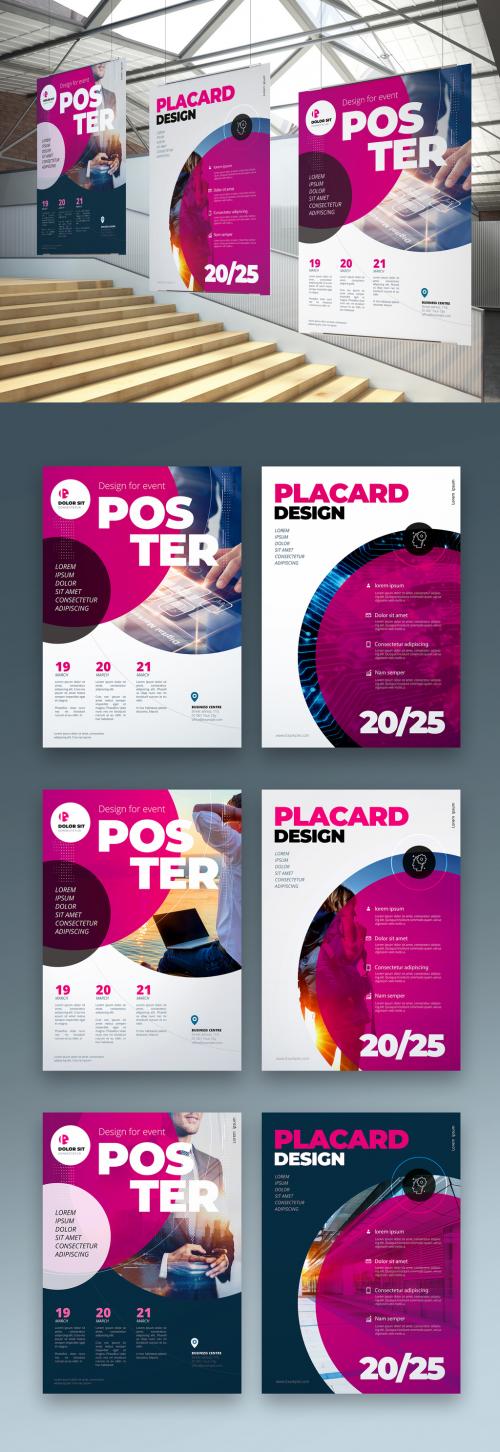 Adobe Stock - Business Poster Layout with Pink Circles - 334853011