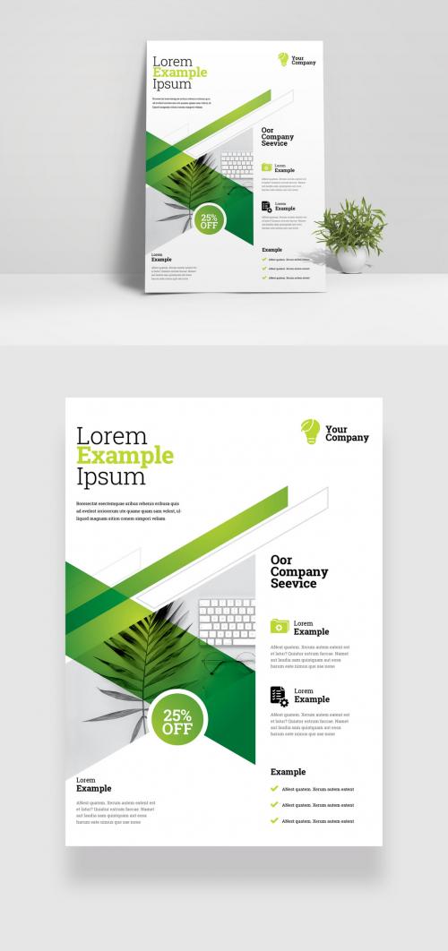 Adobe Stock - Creative Business Flyer Layout with Green Accents - 335077261