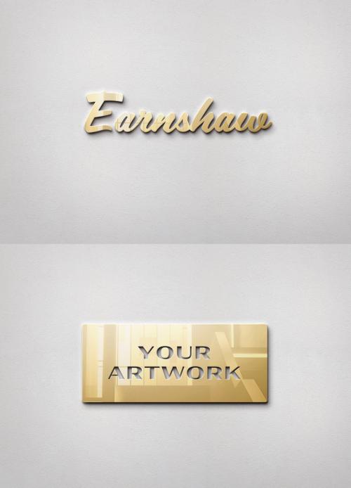 Adobe Stock - Gold Metal Sign Logo on Concrete Wall Mockup - 336525770