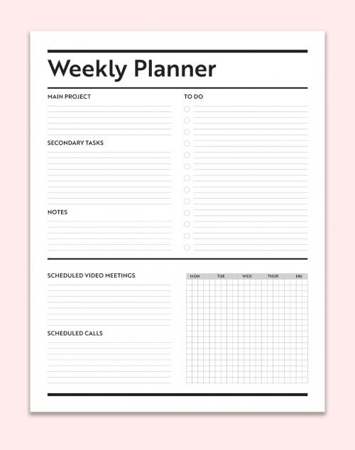Adobe Stock - Weekly Work Planner Layout - 337449374