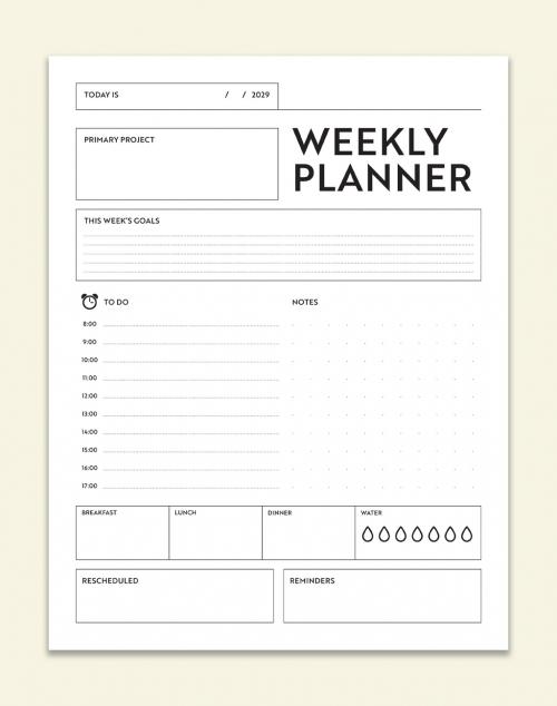 Adobe Stock - Black and White Planner Layout - 337449512