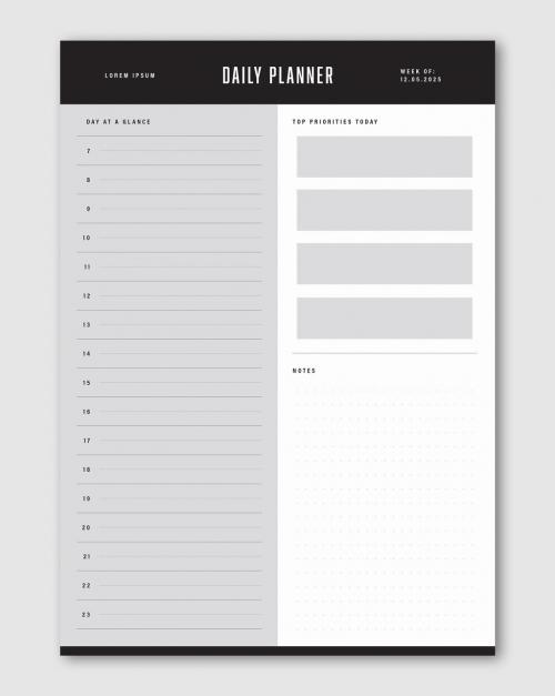 Adobe Stock - Simple Black and White Planner Layout - 337450585