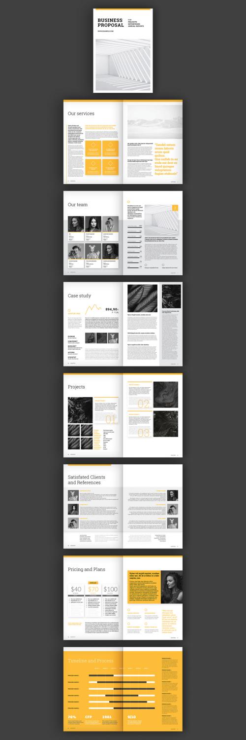 Adobe Stock - Business Proposal Layout with Yellow Accents - 338466961